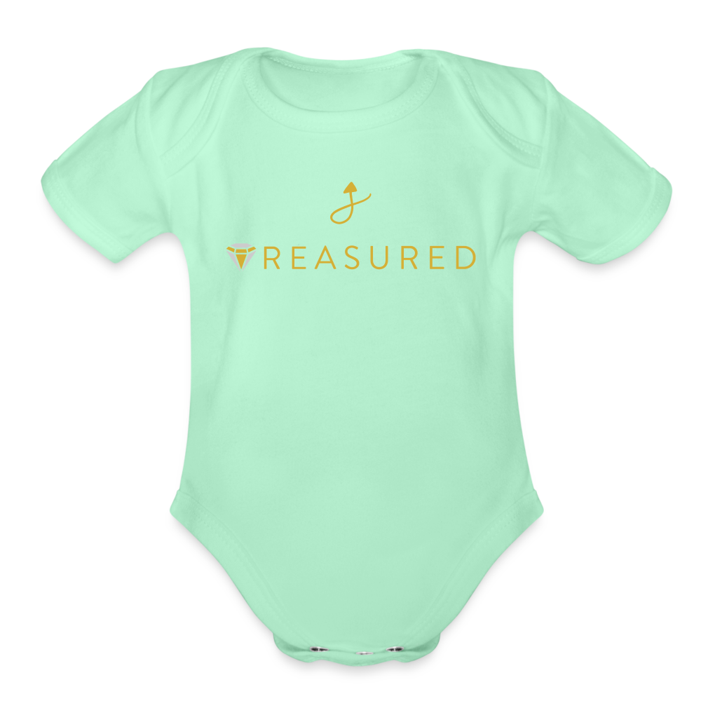 “Treasured” 100% Organic Baby Onesie - light mint