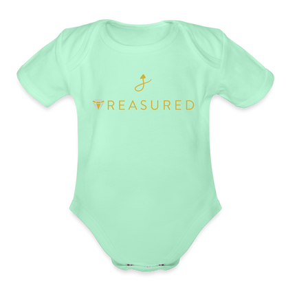 “Treasured” 100% Organic Baby Onesie - light mint