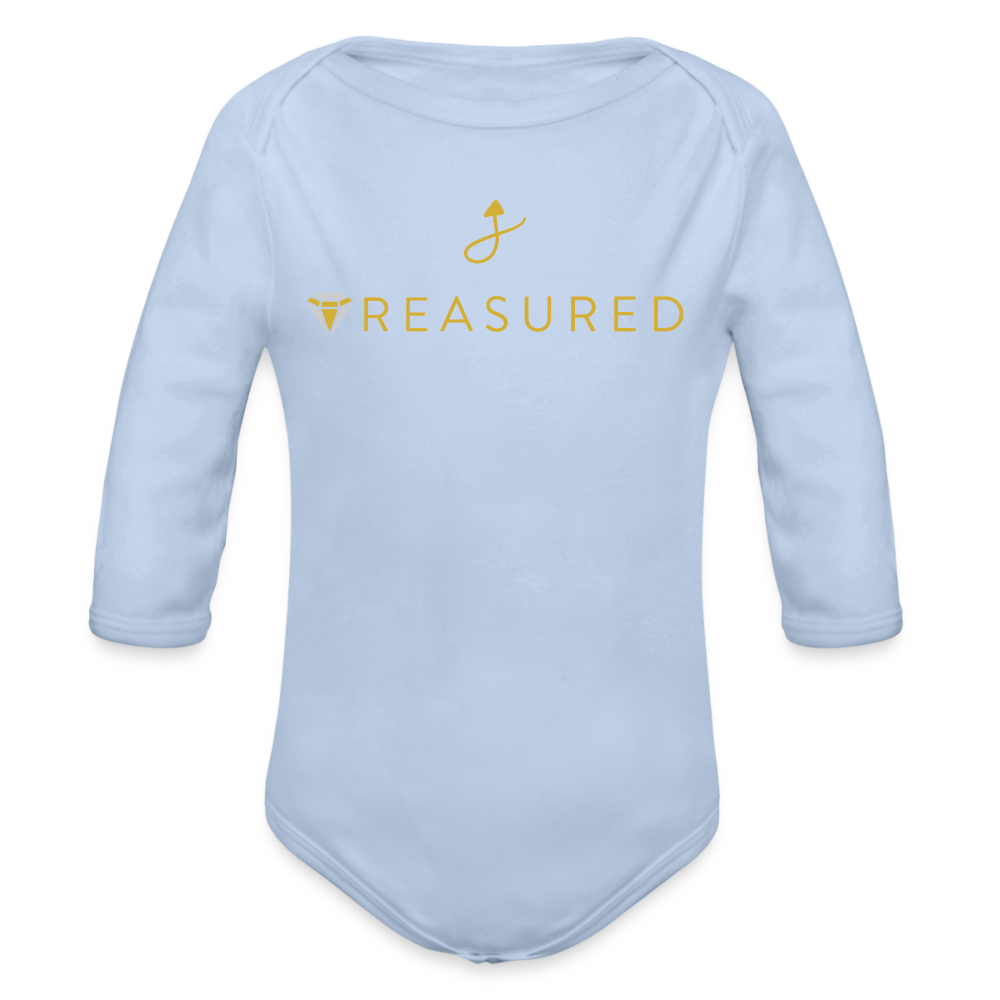 “Treasured” 100% Organic Baby Onesie (Long Sleeve) - sky