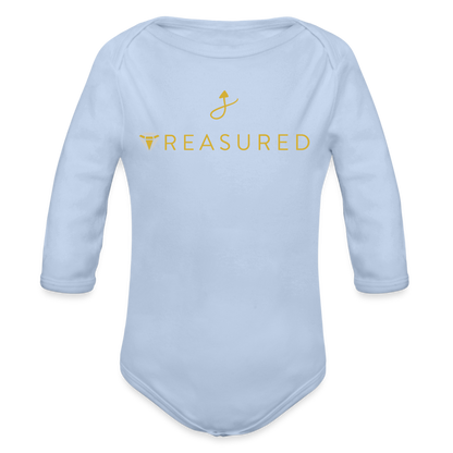 “Treasured” 100% Organic Baby Onesie (Long Sleeve) - sky