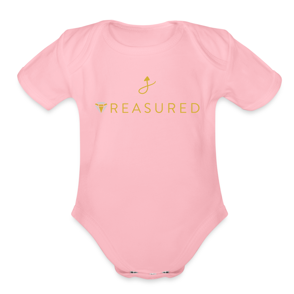 “Treasured” 100% Organic Baby Onesie - light pink