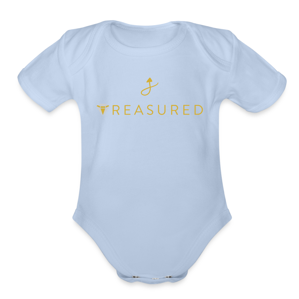 “Treasured” 100% Organic Baby Onesie - sky