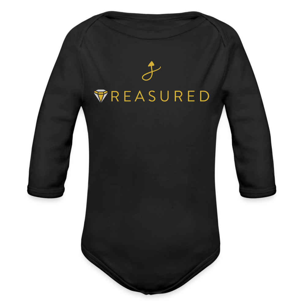 “Treasured” 100% Organic Baby Onesie (Long Sleeve) - black