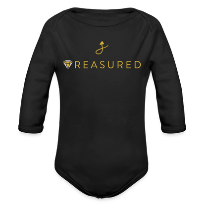 “Treasured” 100% Organic Baby Onesie (Long Sleeve) - black